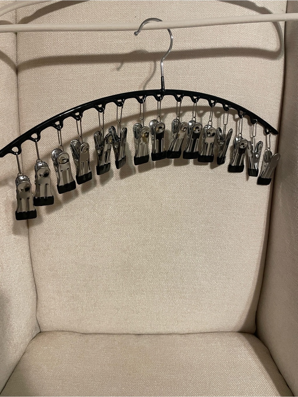 Multi-Clip Hanger with Metal Clips - Black and Silver
